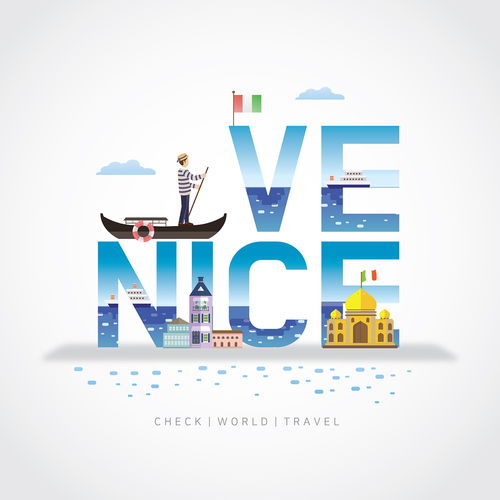 威尼斯 城堡古堡、水上項目與建筑插畫的完美交融